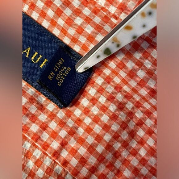 Ralph Lauren Orange & White Check Button Down Oxford Shirt Size L - Picture 6 of 6